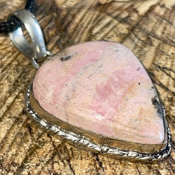 Teardrop Pink Rhodochrosite Pendant 1 7/8” - Picture 6 of 14